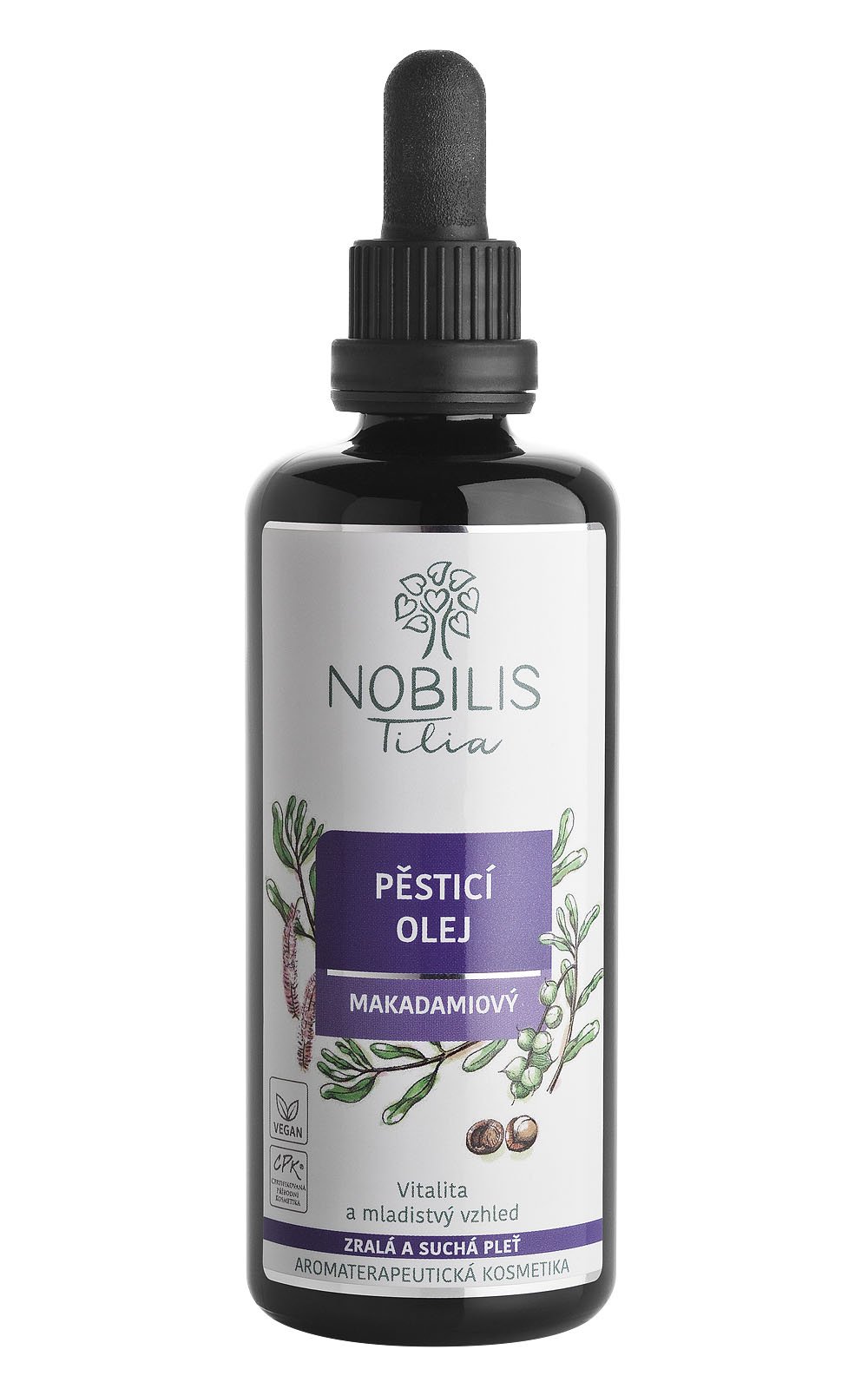 Nobilis Pěsticí olej makadamiový 100 ml fialové sklo