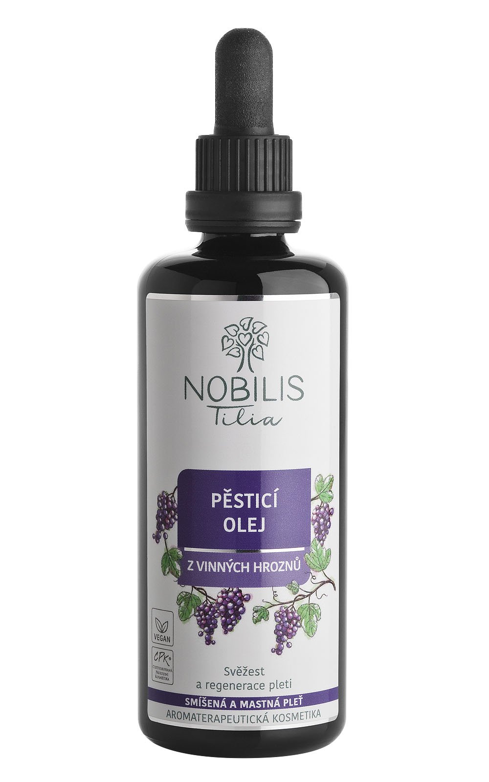 Nobilis Pěsticí olej z vinných hroznů 100 ml fialové sklo