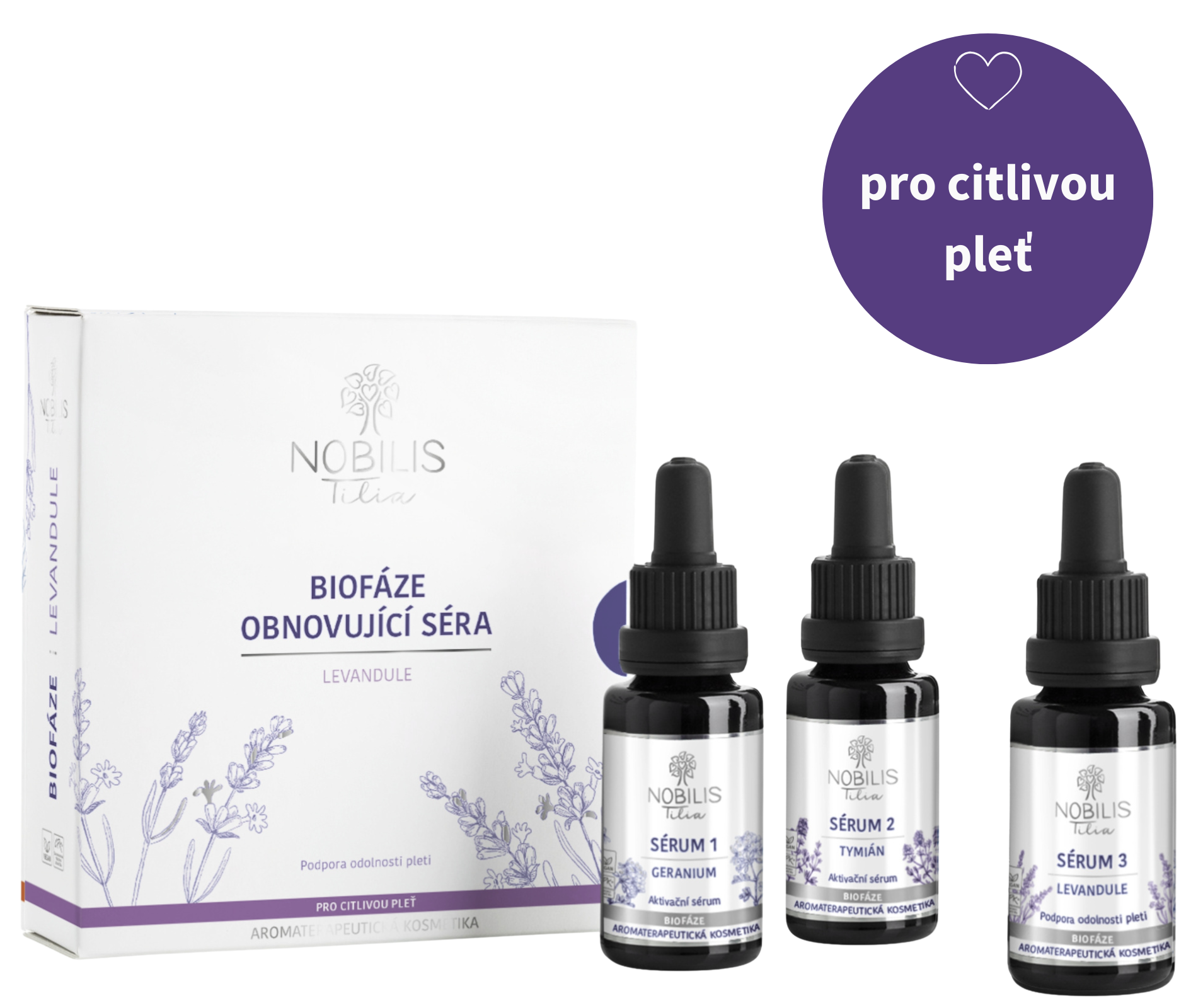 Nobilis Biofáze Obnovující séra Levandule, 3x20 ml