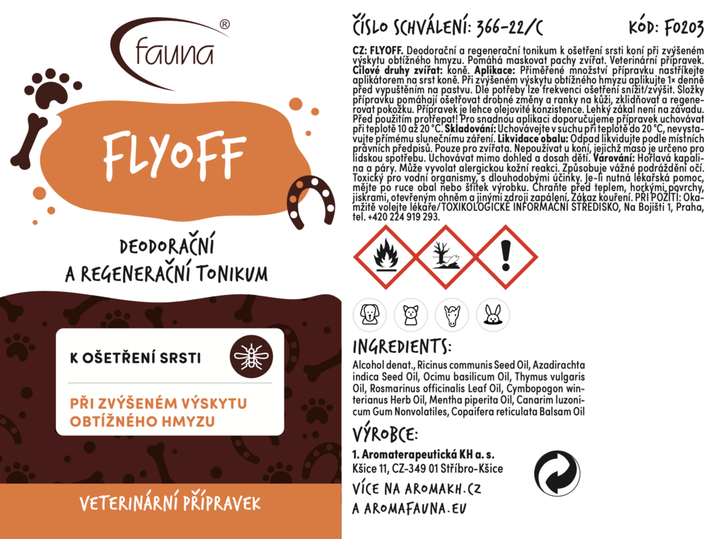 AF - FLYOFF deodorační tonikum pro koně 100 ml