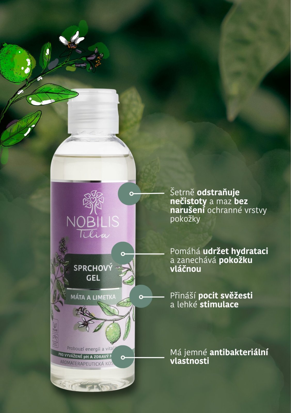 Nobilis Sprchový gel Máta a limetka 200 ml