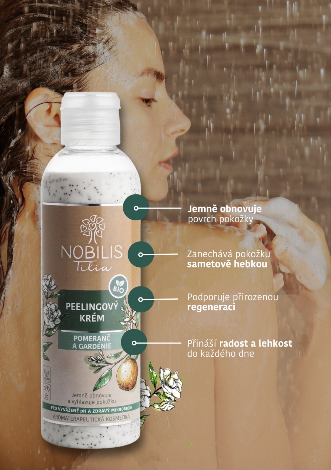 Nobilis Peelingový krém Pomeranč a gardénie 500 ml