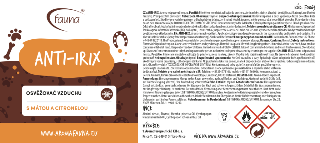 AF - ANTI-IRIX aroma-odpuzovač hmyzu 500 ml