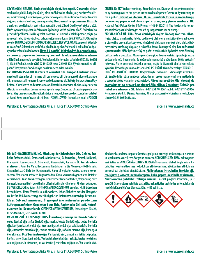 KH - VÁNOČNÍ NÁLADA Směs éterických olejů 20 ml