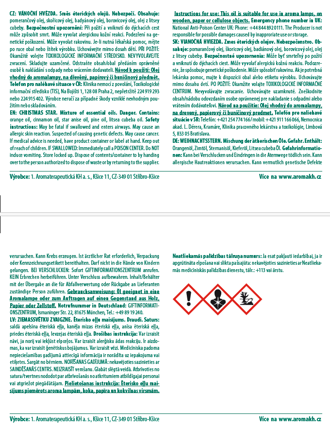 KH - VÁNOČNÍ HVĚZDA Směs éterických olejů 20 ml