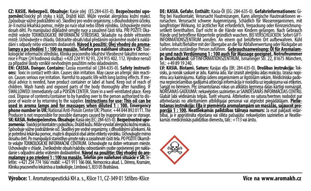 KH - Esenciální olej KASIE SKOŘICE ČÍNSKÁ 20 ml