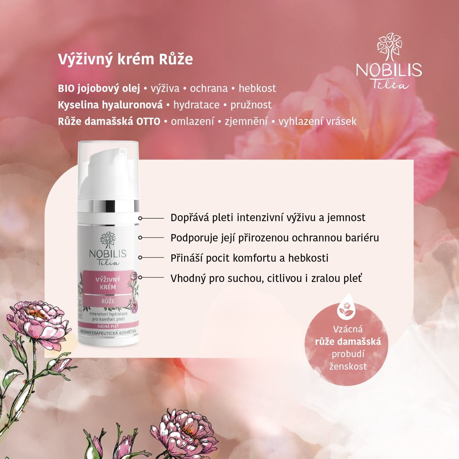 Nobilis Výživný krém Růže 50 ml